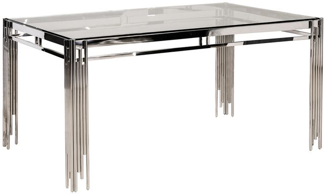 Mazin Furniture Porfirio Glass Top Dining Table with Silver Legs-0
