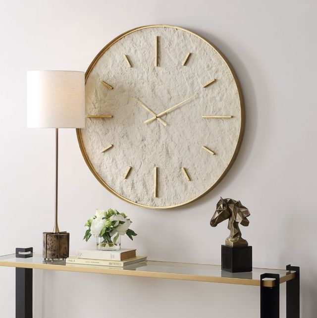 Uttermost® Stone Serenity Antiqued Gold/Off-White Clock-1