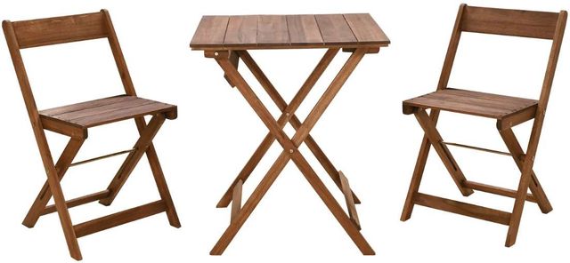 Linon Nantucket 3-Piece Brown Wooden Outdoor Bistro Set-0