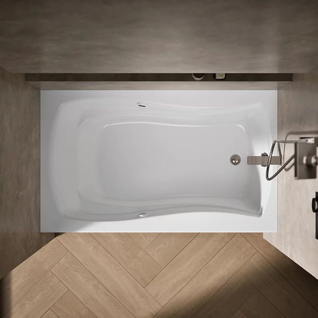 Kohler® Mariposa® White 60" x 36" Alcove and Integral Flange Heated Bubblemassage™ Air Bath with Bask® Heated Surface-1