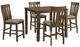 Elements International Everett 5-Piece Brown Acacia Counter Dining Set-0