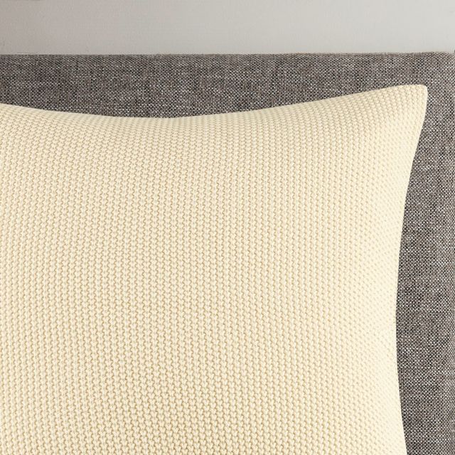 Olliix by INK+IVY Bree Knit Ivory 26" x 26" Euro Pillow Cover-2