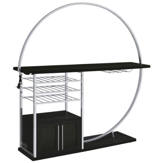 Coaster® Risley Chrome/Dark Charcoal Bar Cabinet with LED-0