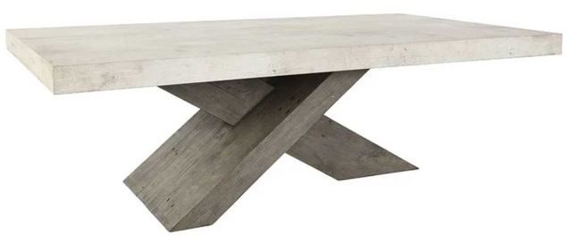 Classic Home Durant Antique White Coffee Table with Distressed Gray Base-0