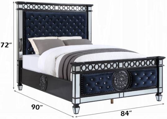 ACME Furniture Varian II Black/Dark Navy Eastern King Panel Bed-2