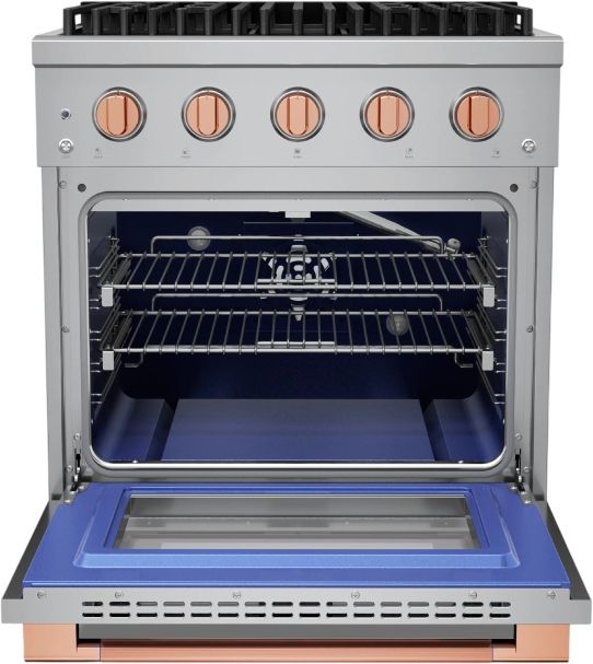 Hauslane HausPro 30" Stainless Steel Pro-Style Dual Fuel Range with Rose Gold Knobs-2