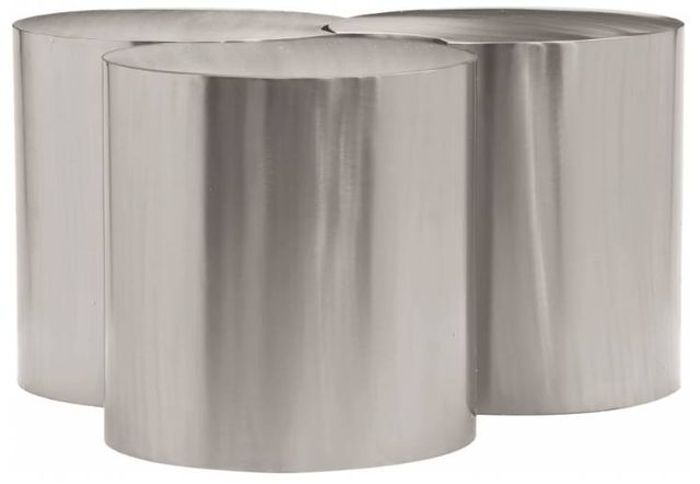 Meridian Furniture Dimple 3-Piece Silver 16" Modular Nesting Coffee Table Set-1