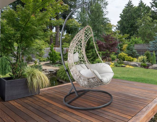 Steve Silver Co. Cayden Beige/Gray/White Stainless Steel Outdoor Basket Chair-6