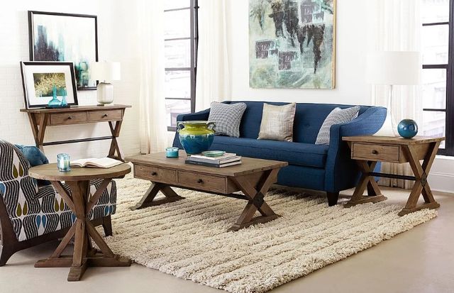 Hammary® Reclamation Place Sundried Natural Trestle Round End Table-1
