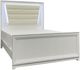 Elements International Denmark White Queen Upholstered Panel Bed with LED -0