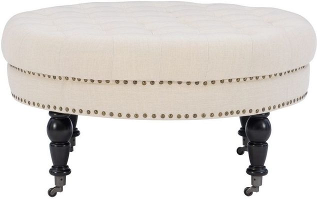 Linon Isabelle Natural Round Tufted Ottoman-0