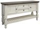 International Furniture Direct Stone Ivory Antiqued Sofa Table with Weathered Gray Top -0
