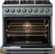 Viking® 5 Series 36" Novembery Sky Pro Style Dual Fuel (NG) Range with Brushed Brass Trim-1