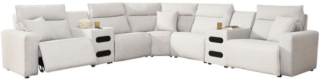 Signature Design by Ashley® Modmax II 7-Piece Stone Power Reclining Curved Sectional with Chaise and Audio Consoles-0