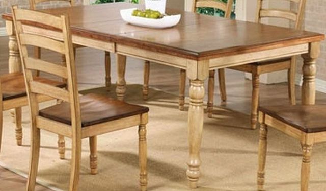 Winners Only® Quails Run Almond Top Dining Table with Wheat Base-0