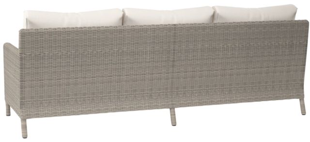 Sunset West Manhattan Dove Gray Resin Wicker Outdoor Sofa with Linen Canvas Cushion-2