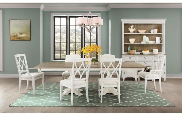 Riverside Furniture Myra Natural 84" Rectangle Dining Table with Smokey White Base-3