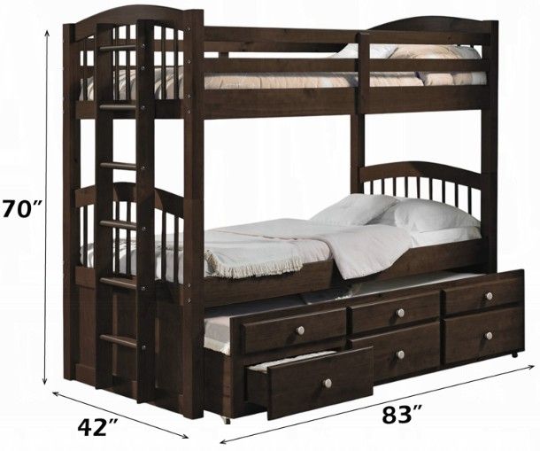 ACME Furniture Micah Espresso Youth Twin/Twin Bunk Bed with Trundle and Storage-2
