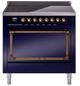 Ilve® Nostalgie II Noblesse 36'' Midnight Blue Pro Style Induction Range with Burnished Trim-0