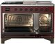 Ilve® Majestic III 48" Burgundy Pro Style Dual Fuel Liquid Propane Range with 5 Black Brass Burners and Burnished Trim-1
