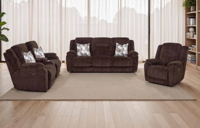 Franklin™ Heston Frenzy Chocolate Power Reclining Loveseat-1