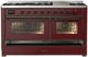 Ilve® Majestic III 60" Burgundy Pro Style Dual Fuel Liquid Propane Range with Triple Glass Door and Burnished Trim-1