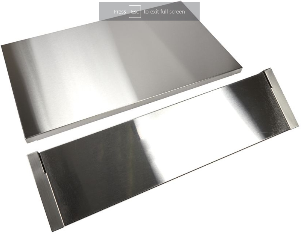 Stainless Steel Backsplash with Dual Position Shelf, measures 36" W x 22" H - for 36" Range or Cooktop