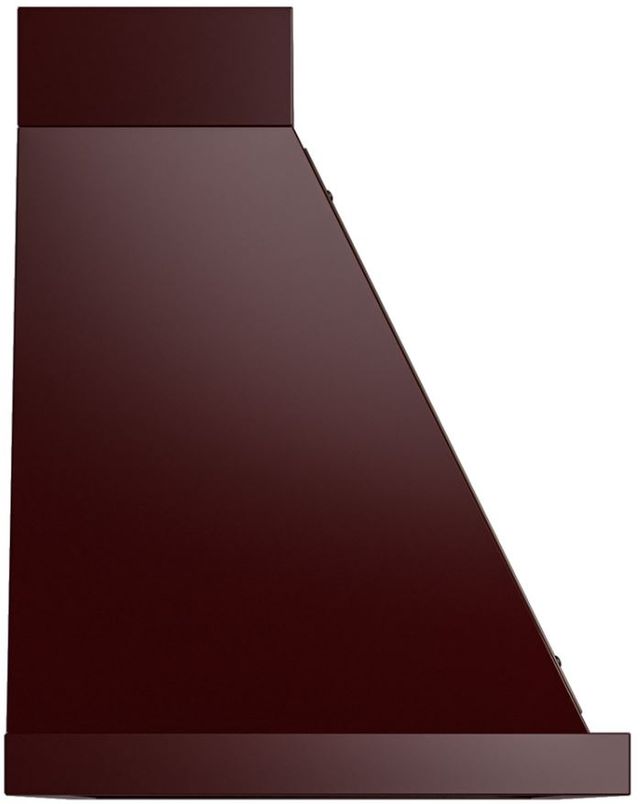 Ilve® Nostalgie II Noblesse 48" Burgundy Wall Mounted Range Hood with Burnished Trim-2