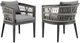 Armen Living Zella Light Gray Aluminum/Rope Outdoor Dining Arm Chair-5