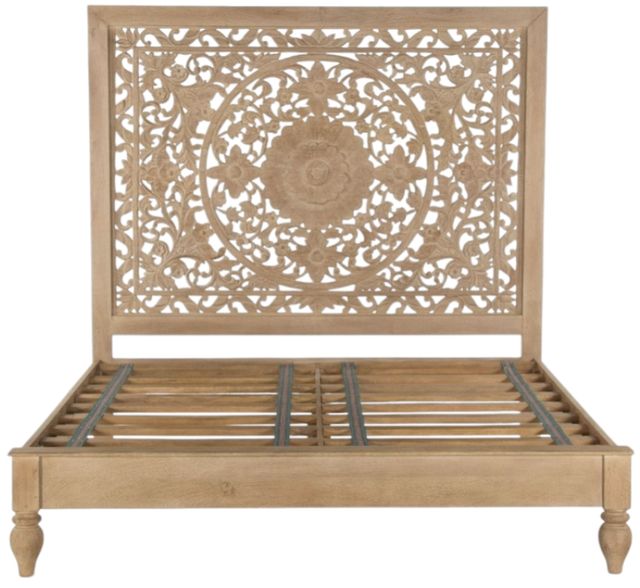 Home Trends & Design Taj Whitewash King Panel Bed-1