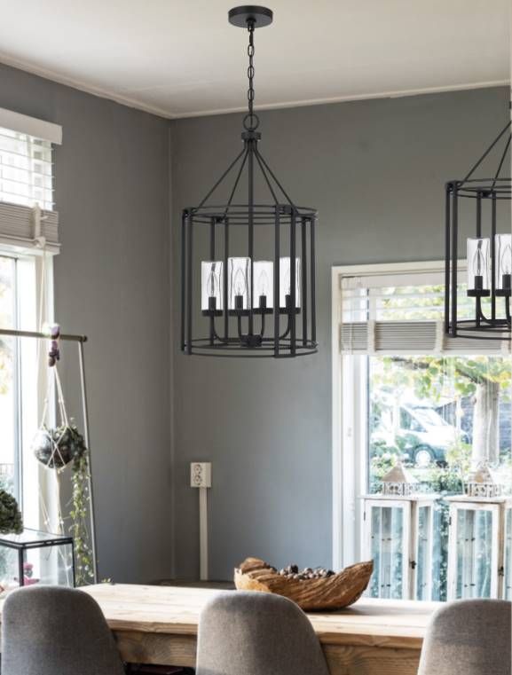 Cal® Lighting & Accessories Luton Cage 4-Light Iron Metal Chandelier-2