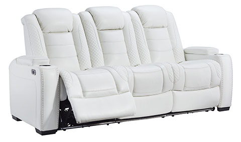 Signature Design by Ashley® Party Time White Power Reclining Sofa