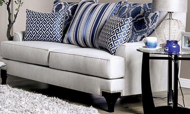 Furniture of America® Sisseton Light Gray Sofa and Loveseat Set-2
