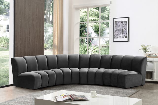 Meridian Furniture Infinity 4-Piece Grey Velvet Modular Sectional-1
