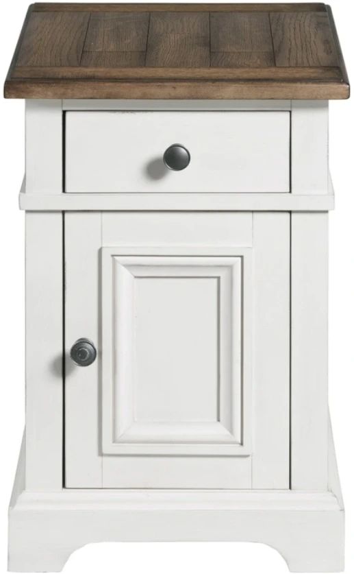 Intercon Drake French Oak Chairside Table with Rustic Gray Base-1