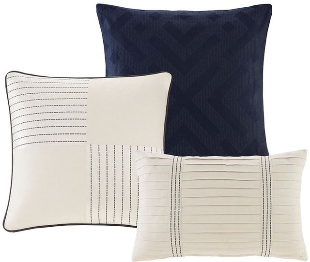 Olliix by Madison Park Signature Blue Queen Farmhouse Comforter Set-2