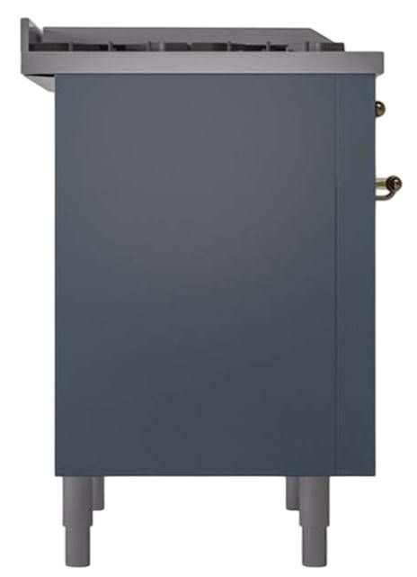 Ilve® Nostalgie II Noblesse 36'' Blue Gray Pro Style Dual Fuel Range with Brass Trim-2
