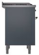 Ilve® Nostalgie II Noblesse 36'' Blue Gray Pro Style Dual Fuel Range with Brass Trim-2