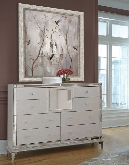 Michael Amini®  Hollywood Loft Frost Upholstered Dresser-1
