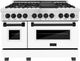 ZLINE Autograph Edition Legacy 48" Satin Stainless Steel Pro Style Dual Fuel Range with White Matte Door and Matte Black Accents-0