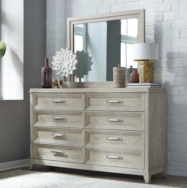 Liberty Furniture Belmar Silver Champagne/Washed Taupe Dresser and Mirror-1