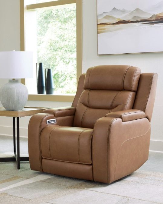 Signature Design by Ashley® Knightington Caramel Power Recliner with Audio Seating-1