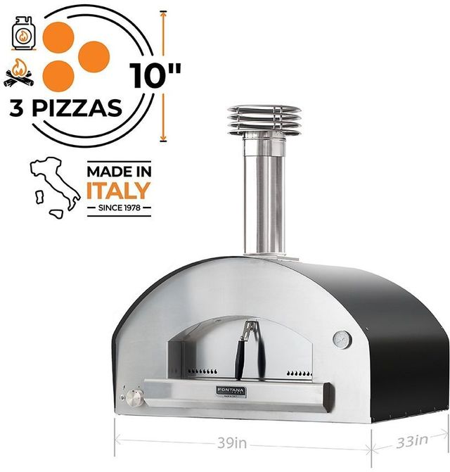 Fontana Forni Firenze 39" Gray Pizza Oven & Cart-2