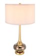 A & B Home Gold/Gray with Drumshade Table Lamp-1