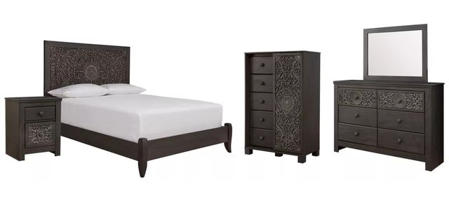 Signature Design by Ashley® Paxberry 5-Piece Black Queen Panel Bed Set-0