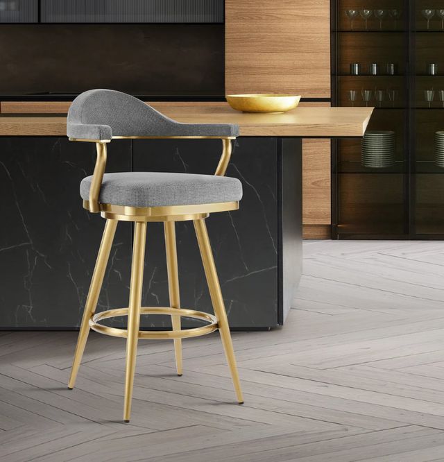 Armen Living Justin Anchor Gray/Gold Swivel Counter Stool-1
