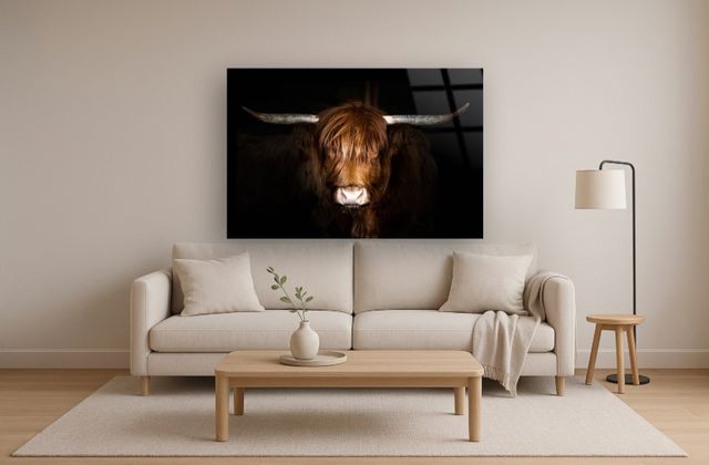 Classy Living Highland Cow on Black Wall Art-1