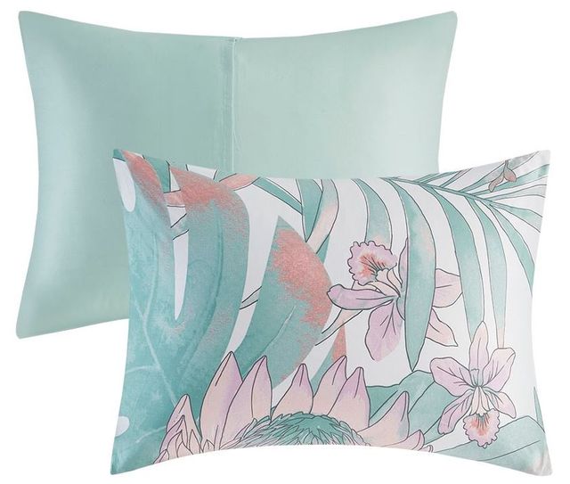 Olliix by Madison Park Keilani Aqua California King Eight Piece Cotton Printed Comforter Set-3