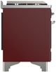 Ilve® Majestic III 40" Burgundy Pro Style Dual Fuel Liquid Propane Range with Triple Glass Door and Chrome Trim-3