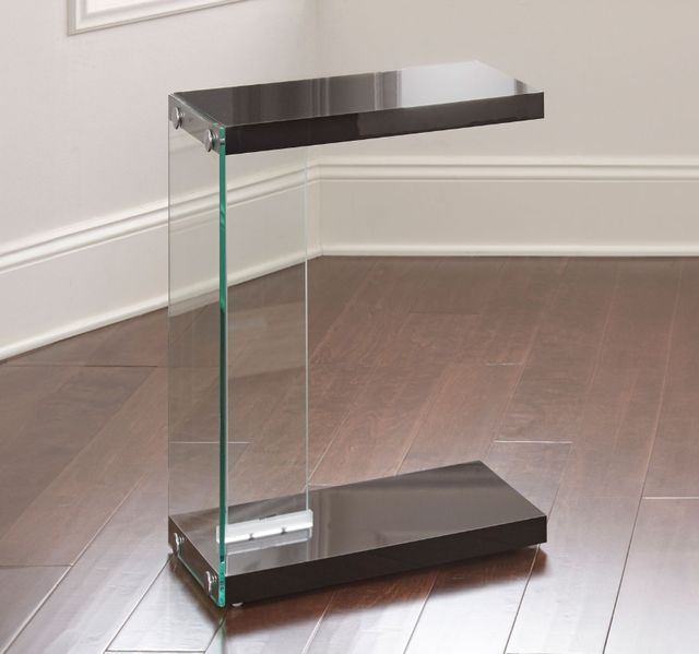 Steve Silver Co. Elaina Glossy Black Chair Side End Table with Glass Frame-1